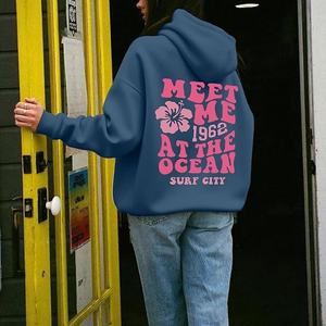 Nouveauté, sweat à capuche surdimensionné à épaules tombantes, imprimé avec un logo personnalisé, en molleton de coton, sweat à capuche d'hiver pour femmes, fabriqué au Bangladesh - Product Image 3