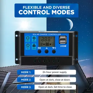 Contrôleur de charge solaire 10A 12V/24V PWM avec écran lcd système d'énergie solaire kit solaire 12V