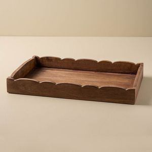 Plateau de service en bois avec gravure florale complexe surface polie pièce élégante pour les fêtes de mariage décor de service à la maison - Product Image 6