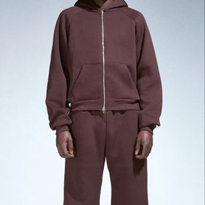 Personalizado 2 piezas deporte gimnasio algodón Zip up Joggers pantalones de chándal de gran tamaño más los hombres sudaderas con capucha conjunto de chándales para hombres - Product Image 4