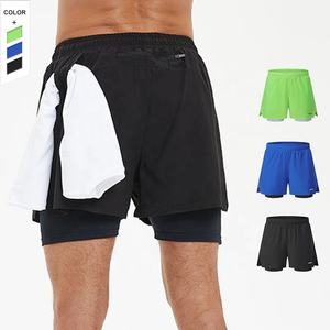 กางเกงขาสั้นผู้ชายมีกระเป๋าเอวยางยืดสองชั้นวิ่งผ้าไนลอนสแปนเด็กซ์แห้งเร็วพิมพ์ลายลำลองขนาดผู้ใหญ่ - Product Image 6