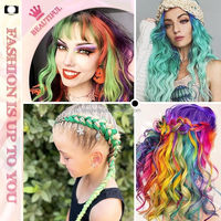 Extensions de cheveux colorés Faits saillants de la fête Clip coloré dans les extensions de cheveux Postiches synthétiques bouclés ondulés pour la fête des femmes