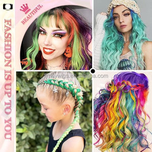 Extensions de cheveux colorés Faits saillants de la fête <span class=keywords><strong>Clip</strong></span> coloré dans les extensions de cheveux Postiches synthétiques bouclés ondulés pour la fête des femmes - Product Image 6