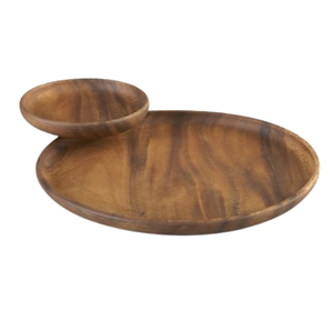 Plateau de service en bois durable, brun foncé, contemporain, pour chips et trempette, décoration de table pour la maison, utilisation de mariage - Product Image 3