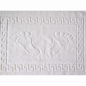 Guangzhou Exports Hotelzubehör Hochwertige <span class=keywords><strong>Hotel</strong></span>-Badematte 100% Baumwolle Fußabdruck-Design Rutschfester Saugfähiger Badezimmerteppich - Product Image 1