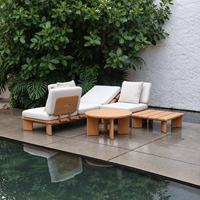 Ensemble de canapés modulaires d'extérieur pour terrasse d'hôtel et de complexe hôtelier, résistant à l'eau, en aluminium imitation bois, mobilier de jardin, personnalisation OEM