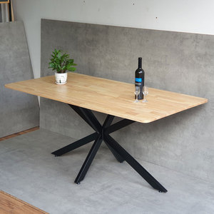 Kane 03 Rectangular <b>Dining</b> <b>Table</b> Set 160x80cm Assembled Rubberwood with Iron Legs <b>Extendable</b> Sintered Stone Surface BA162 - Product Image 5