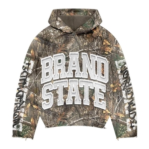 Sudadera con Capucha Personalizada con Apliques Bordados, Estilo Desgastado, Lavado Ácido, Vintage, para Hombre, Felpa, Ropa Urbana, 100% Algodón Ecológico - Product Image 1