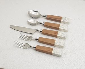 Cubiertos Ecológicos de Acero Inoxidable con Mango de Terrazo, Juego de Cubiertos de Grado Alimenticio para Hogar, Hotel, Restaurante, Vajilla - Product Image 3