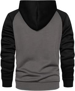 Sweat à capuche pour homme en coton polaire surdimensionné Pull épaule tombante poche kangourou hiver chaud Design personnalisé - Product Image 3