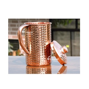 Carafe en cuivre au design exclusif, carafe en verre en cuivre de qualité supérieure, style luxueux, rose, 100% cuivre, carafe à jus, carafe à lait, design martelé - Product Image 1