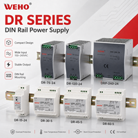 WeHo NDR EDR HDR MDR DR 60W 75W 120W 240W AC DC 12V 24V 48V Catu Daya Switching Industri yang Dapat Disesuaikan untuk Rel Din