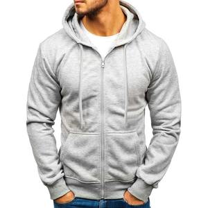 Sweats à capuche de couleur unie pour hommes avec fermeture éclair Tops à capuche Sweatshirts Sports de plein air Survêtements avec poches à cordon Cardigan Survêtements - Product Image 3
