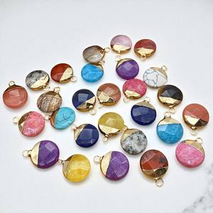 12 MM Round <b>Rose</b> <b>Quartz</b> Gemstone Gold Electroplated Charms - Disc Gemstone Charm Pendant - 925 Silver Pendant DIY Jewelry - Product Image 4