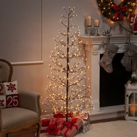 Arbre de Noël en métal à éclairage LED de couleur or avec finition naturelle Idéal pour une utilisation intérieure et une décoration festive