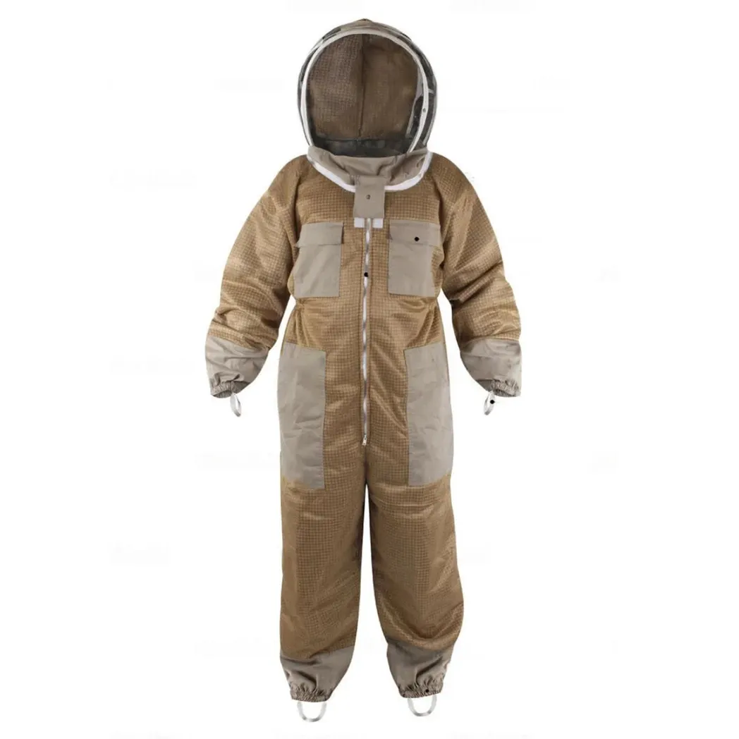 Khaki Adult Three Layers Mesh Beekeeping Suit Protection Bee Ventilated Coolair Overall Excellent Quality Beekeeping Clothing