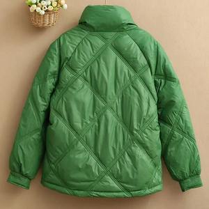 Femmes hiver chaud mi-long mince à capuche fermeture éclair Parkas à manches longues rembourré bouffée veste couleur unie fait peau de mouton coton - Product Image 2