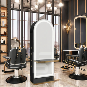 Muebles de Salón Comercial modernos Marco de madera Espejo de estilo Señoras Salones de belleza Gimnasios Peluquería de vidrio Silla de barbería - Product Image 2