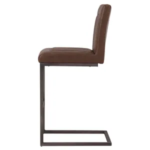 Tabouret de bar industriel moderne en métal de haute qualité avec dossier haut en tissu de cuir pour bar à domicile et hôtel à usage commercial - Product Image 2