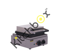 Kitchbox Gaufrier Industriel Commercial en Acier Inoxydable Antiadhésif pour Gaufres Simples, Cuisson en 3 Minutes (Boîtier Carré)
