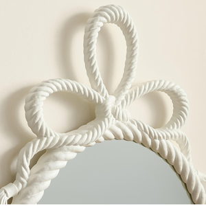 Marco de Espejo de Pared con Diseño de Cuerda de Madera, Tallado a Mano, Decoración de Pared Decorativa, Marco Pintado de Blanco para Dormitorio, Comedor, Decoración del Hogar - Product Image 4