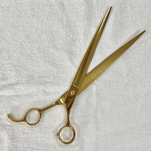 Tijeras de Lujo para Mascotas, de Acero Inoxidable Japonés Dorado, con Hojas Curvas y Mango Desplazado para Diestros, Uso Profesional en Salones - Product Image 5