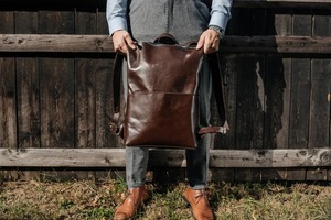 Sac à dos en cuir pour hommes sac à main de bureau sac de voyage sac à dos universitaire - Product Image 5