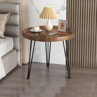 Table basse contemporaine portable en bois massif et métal |   Table d'appoint minimaliste multifonctionnelle pour salon