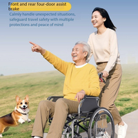 Silla de Ruedas Plegable Exclusiva para Personas Mayores, con Ruedas Amortiguadoras, Carrito de Movilidad Portátil para Pacientes con Parálisis