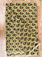 Tissu en coton floral jaune de qualité supérieure, imprimé à la main, pour vêtements, ameublement, artisanat, tissu en coton floral de créateur