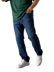 <b>Men's</b> Wide Leg Woolen Flat Front Mid Rise Breathable High Street Style Autumn Loose Straight Baggy <b>Jeans</b> - Product Image 5