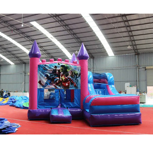 Pink <b>Inflatable</b> Bounce <b>House</b> Slide Combo Custom PVC Commercial Grade Pastel Princess Bouncy Jumping <b>House</b> Portable Kids Jumper - Product Image 1