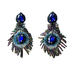 Premium Quality Best Selling Stylish Beaded and Hand Embroidered Earrings With Metal Fittings at the <b>Back</b> - Product Image 2