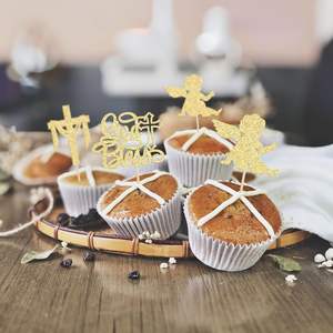 Décorations de cupcakes mignonnes en forme de croix, avec inscription « Dieu vous bénisse », pour la première <span class=keywords><strong>communion</strong></span> des enfants, décoration de gâteaux - Product Image 2