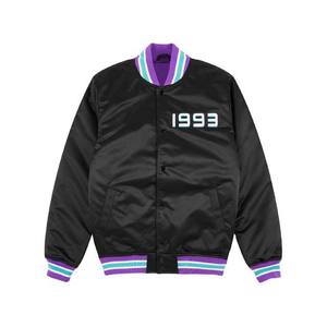 Vêtements de sport vestes de baseball en satin design à rayures veste de baseball universitaire à manches longues de couleur personnalisée pour hommes vêtements de sport pour adultes - Product Image 1