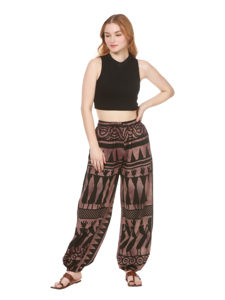 Pantalon sarouel Boho pour femmes confortable coton Cargo imprimé Satin ballon plat fermeture à cordon taille libre pour les vêtements d'été et d'hiver - Product Image 5