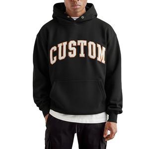 Trendy Men's Custom Logo Winter <b>Oversized</b> <b>Hoodie</b> Puff Printed Chenille Patch Embroidery 450gsm Heavyweight <b>Fleeced</b> 100% Cotton - Product Image 2