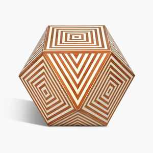 Table basse moderne pour chambre à coucher avec incrustations de os et motif floral, meubles en bois massif écologiques - Product Image 2