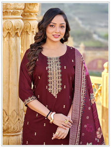 ชุดสلوار คามีซ ผ้าไหมกัตฮวาล สำหรับผู้หญิง แบบดั้งเดิม พร้อมงานปักและประดับเลื่อมอย่างสวยงาม เหมาะสำหรับทุกฤดูกาล - Product Image 3