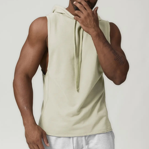 Customizable Printed Sports Fitness <b>Hoodie</b> Summer Workout Men <b>Gym</b> Hoodies Vest Light French Terry Sleeveless <b>Hoodie</b> - Product Image 4