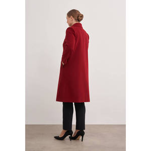 Blazer à franges brodé pour femme couleur bordeaux - Manteau en fourrure tissée respirant pour l'automne - Product Image 3