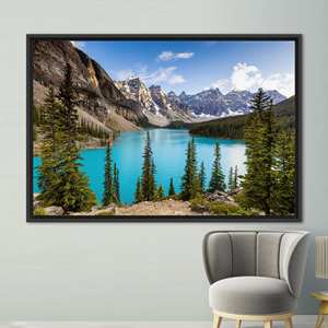 Moraine Lake Canada Landscape Wall Art Printed <b>Canvas</b> - Elegant Decor,1P:Black <b>Framed</b> - Product Image 1