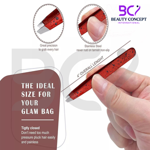 Pinzas para cejas de Color negro y rojo Belleza para el cabello Acero inoxidable inclinado Hecho en Pakistán Pinzas de belleza de alta calidad - Product Image 5