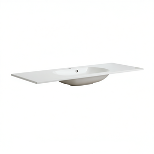 Lavabo console moderne en résine de 120 cm à cuve unique, design contemporain - Product Image 3