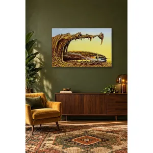 Impression sur toile Fida : Train à vapeur traversant les crocs de crocodile, style surréaliste - Product Image 2