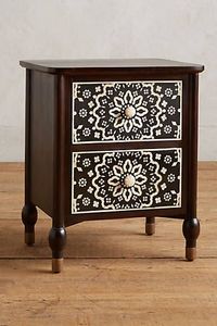 Incrustaciones de hueso diseños de lujo Mesita de noche Gabinete Mesita de noche Incrustaciones de hueso Mesa auxiliar negra Muebles de sala de estar de la India - Product Image 3