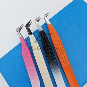 Venta al por mayor de pinzas de pestañas de volumen de Nano agarre de acero inoxidable sostenible 90 grados punta de fibra de arranque extensiones de pestañas punta puntiaguda - Product Image 1