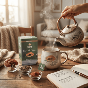 Infuso Erboristico di Funghi Reishi e Adattogeni Shezin, Tè al Cacao e Rooibos, 16 Bustine di Tè - Product Image 2