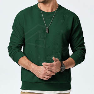 Sweat-shirt à col rond 100% coton pour hommes Sports d'hiver Streetwear Broderie vierge Motif solide Fabriqué Sweatshirts unis - Product Image 2