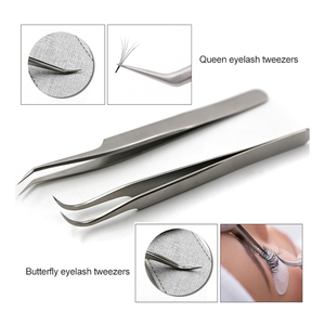Juego de pinzas para extensión de pestañas de acero inoxidable personalizables de alta calidad con Etiqueta Privada, punta de fibra de pestañas de volumen ruso puntiagudo - Product Image 3